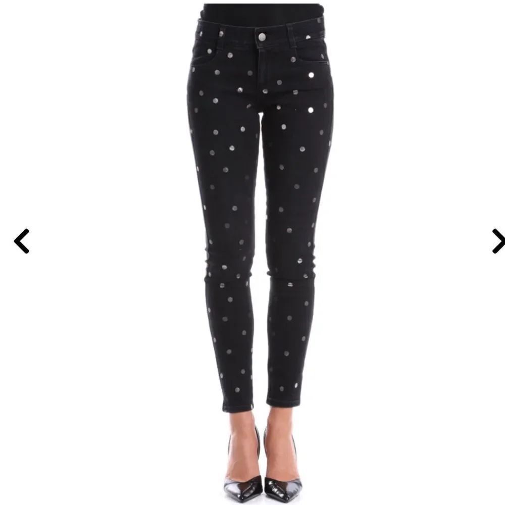 Stella McCartney Silver Polka Dot Black Skinny Ankle Glazer Jean